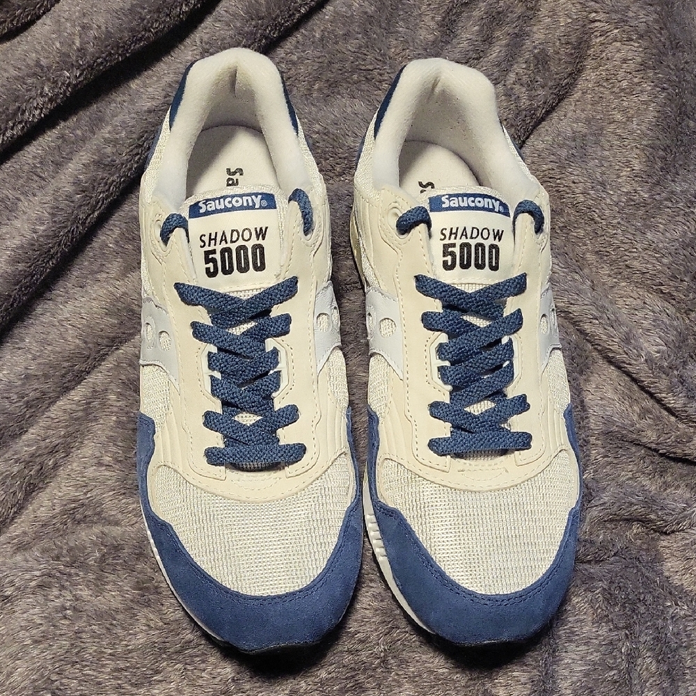 Saucony Shadow 5000 Men's Shoes - White and Blue Size 11
